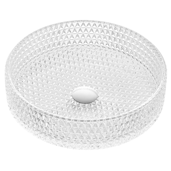 Anzzi Celeste Round Clear Glass Vessel Bathroom Sink with Faceted Pattern LS-AZ908 - main
